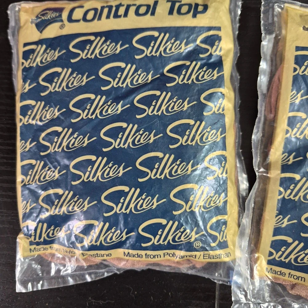 Silkies Vintage Control Top Hose Support Legs Tights Beige Honey X-Tall 2 Pack